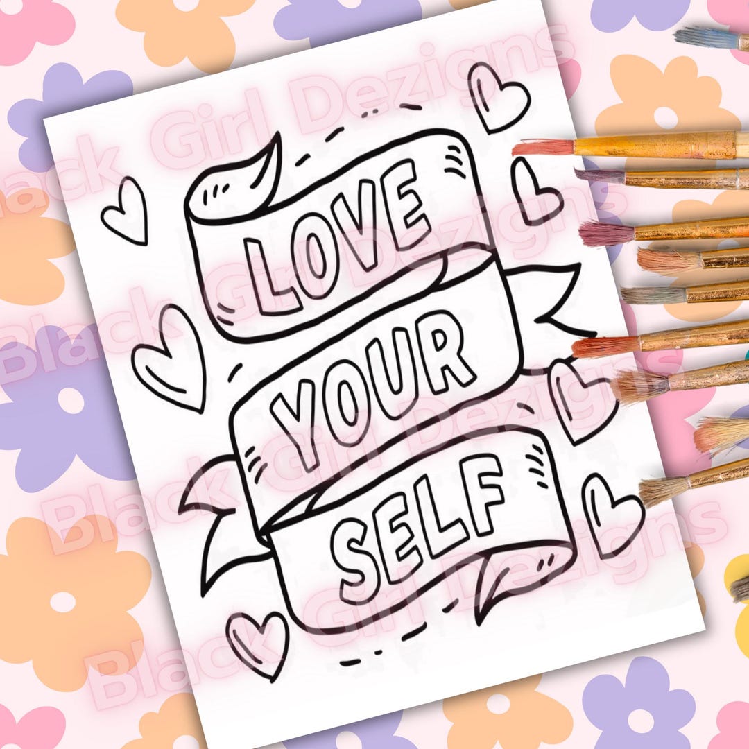 Love Yourself Paint Party Printable: Self Love Affirmation Art Template ...