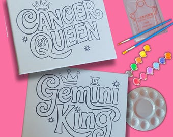 Kit para pintar tu propio lienzo con los signos del zodíaco: actividad para una fiesta de arte