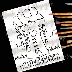 Junteenth Paint und Sip druckbare und Malseite, PNG-Leinwand Bild, ideal für Paint Party, SVG, schwarze Geschichte, Sofort Download