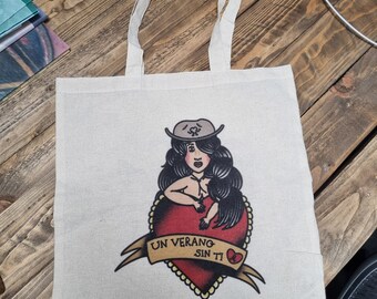 Bad bunny un verano sin ti tote bag diseño de tatuaje