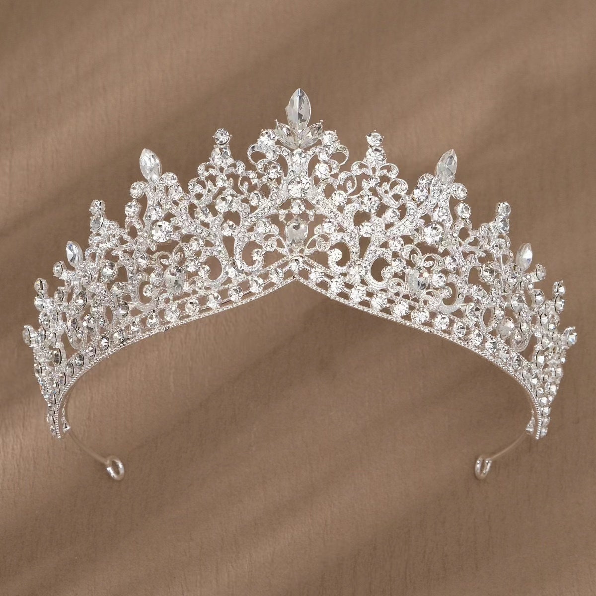 Gold Glamour Princess Tiara Bridal Rhinestone Wedding - Etsy