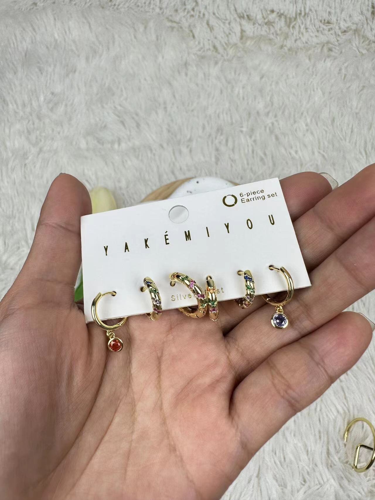 UYEDD Gold Earring Six Piece Set Gift Set Minimalist Jewellery Hoop Earring Gift Set Christmas Gift Jewellery Gift for Her