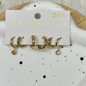 Conjunto de seis pendientes de oro, conjunto de regalo, joyería minimalista, conjunto de pendientes de aro, regalo de Navidad, regalo de joyería para ella