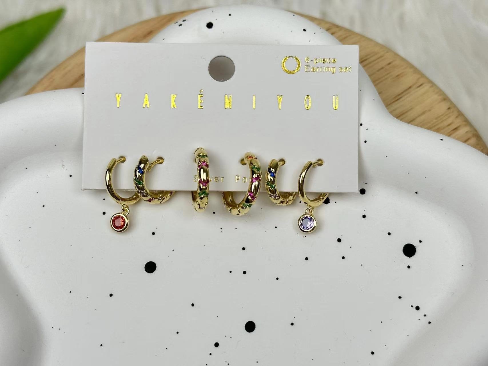 Gold Earring Six-piece Set, Gift Set , Minimalist Jewellery, Hoop ...