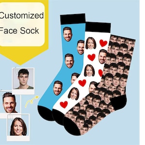 Custom Face Socks with Picture,Personalized Funny Socks with face,Lovers, Birthday GIft, Mother&#39;s Day Gift Socks,Father’s Day gift