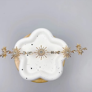 Gold star headpiece, star crystal crown, star crystal tiara,bridal star hair vine, Boho star headpiece, birthday silvery star hair accessory