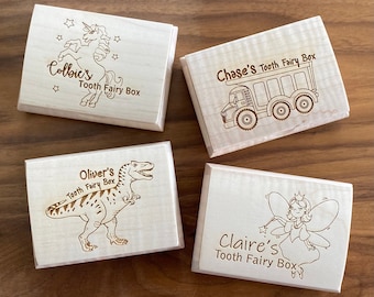 Personalized Wood Tooth Fairy Box, Engraved Keepsake