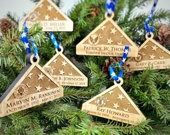 Personalized Flag Display Case Memorial Ornament, Veteran Ornament, Military Ornament, Memorial Keepsake, Sympathy Gifts Handmade in the USA