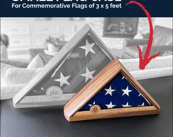 Vitrina de bandera conmemorativa personalizada para una bandera conmemorativa de 3' x 5' hecha a mano en EE. UU.