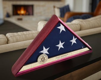 Vitrinskåp för Purpleheart-träflagg: Personligt minnesmärke över veteraner, handgjort i USA