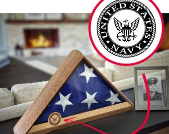 US Navy Flag Display Case, Veteran Memorial Shadow Box, Handmade in the US