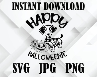 Instant Download, png, SVG DOWNLOAD -- Happy Halloweenie -- Halloween SVG -- Dachshund --Doxiepng, instant download