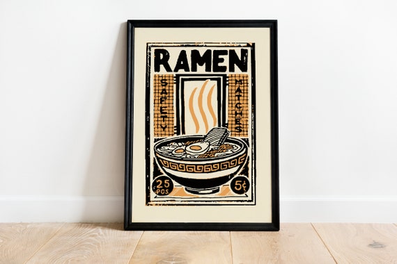 The 5 Cent Ramen - Japanese Ramen Poster | Printable Kitchen Poster Noodle Bowl Poster Ramen printable Ramen Kitchen Art Food Wall Art.