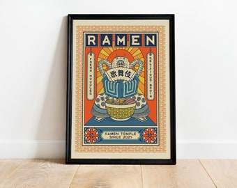 Templo de Ramen - Cópia do Cartaz da Exposição do Museu Vintage Japonês
