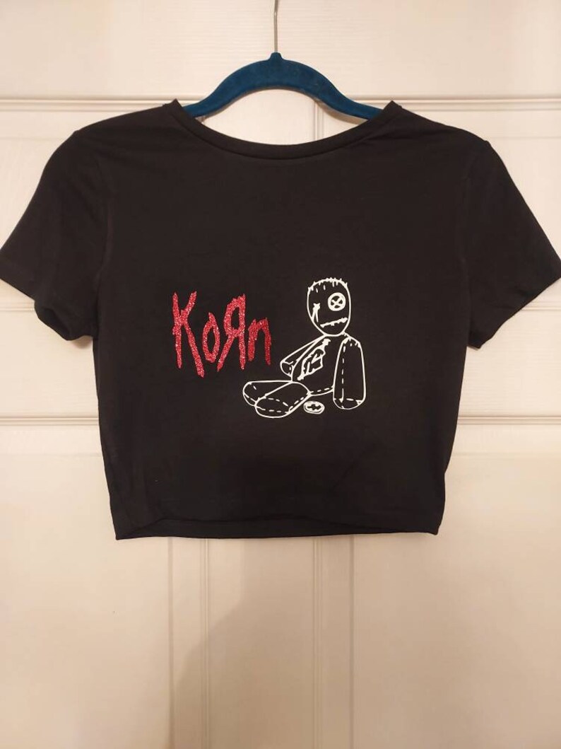 Korn Baby Tee Issues Doll Korn Crop Top Korn Shirt Red Glitter Etsy
