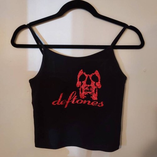 Deftones Crop Top Deftones Tank Top Deftones Shirt Red Glitter - Etsy ...