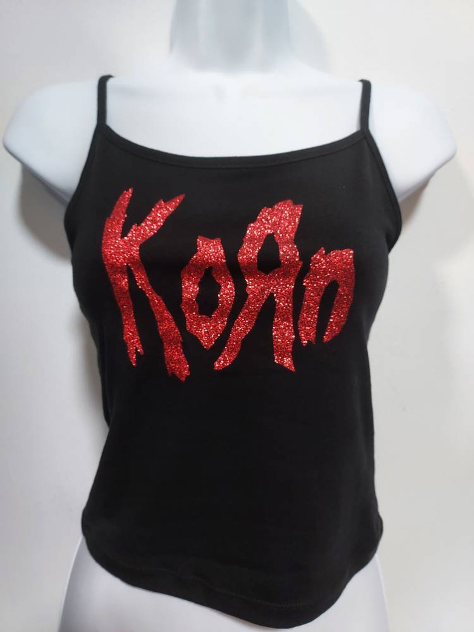 Korn Crop Top Red Glitter Vinyl Korn Shirt Korn Tank Top Etsy