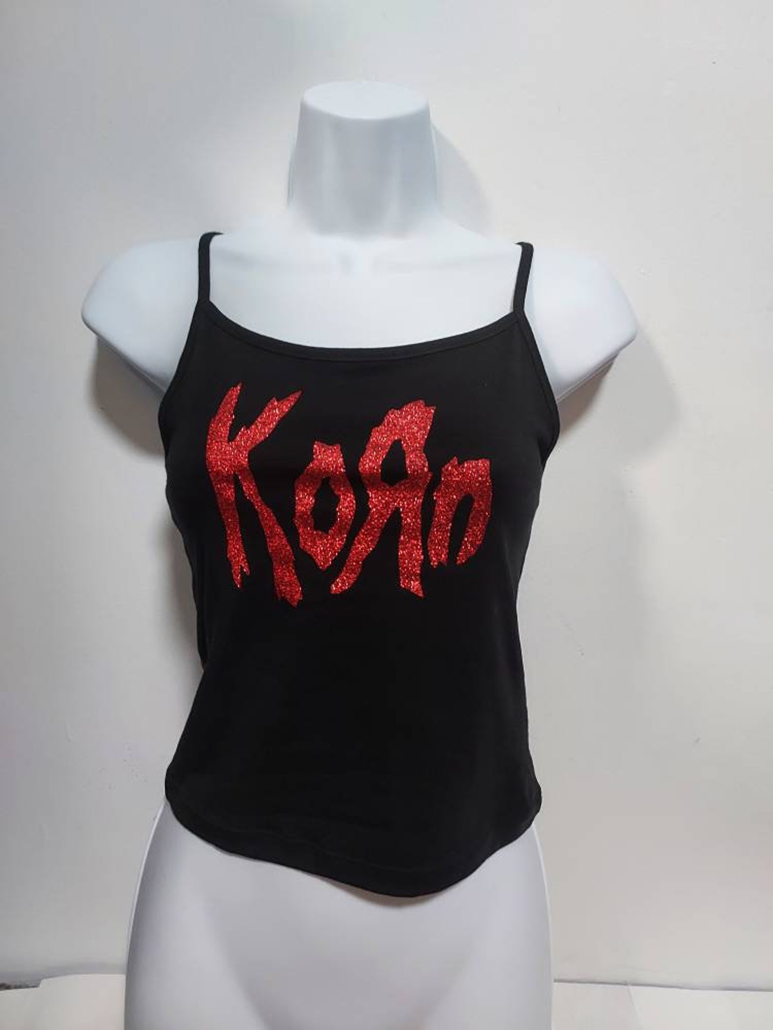 Korn Crop Top Red Glitter Vinyl Korn Shirt Korn Tank Top Etsy