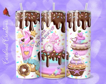 Sweet Temptations with Chocolate Drip 20oz Tumbler Wrap PNG