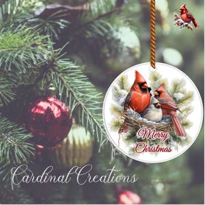 Merry Christmas Cardinal Trio...Round/Ornament