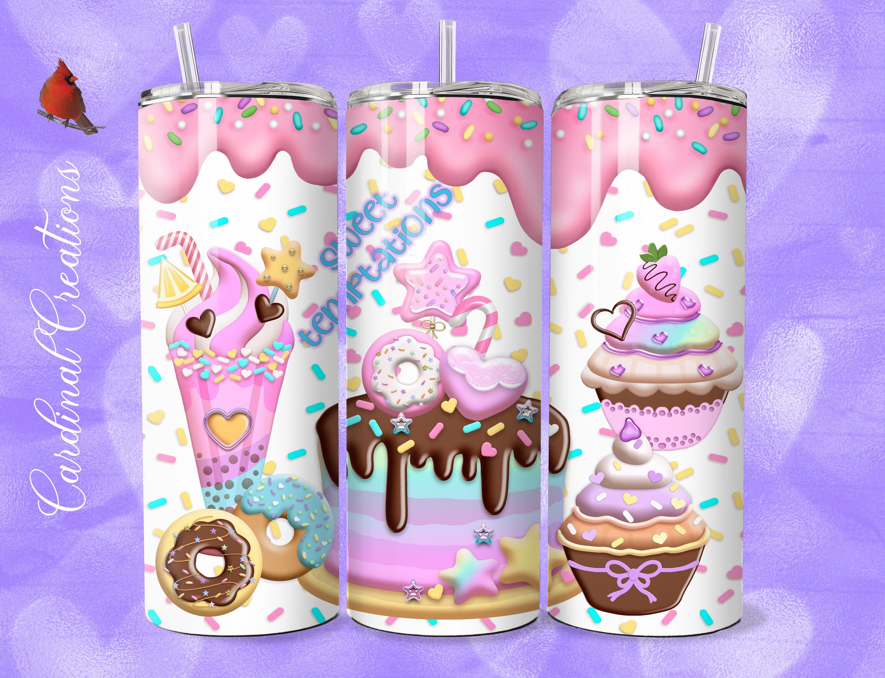 Sweet Temptations with Pink Drip 20oz Tumbler Wrap PNG