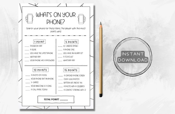 ICEBREAKER PRINTABLE What's on Your Phone Game Party - Etsy UK