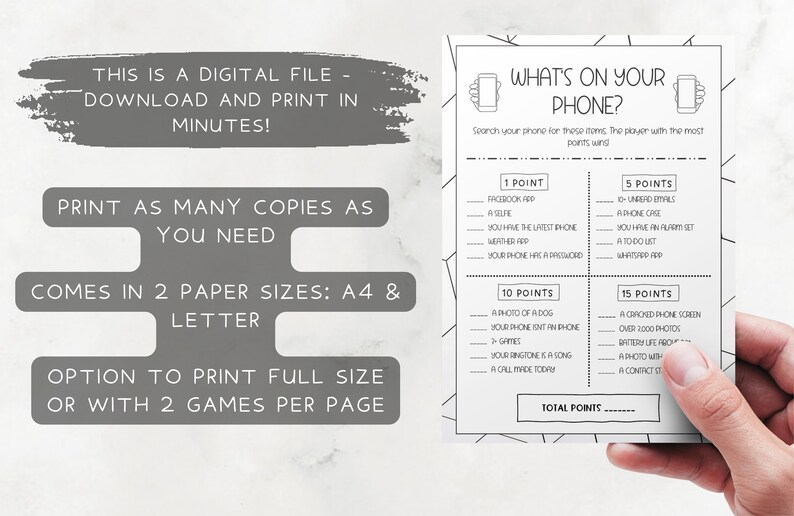 ICEBREAKER PRINTABLE What's on Your Phone Game Party Etsy Australia