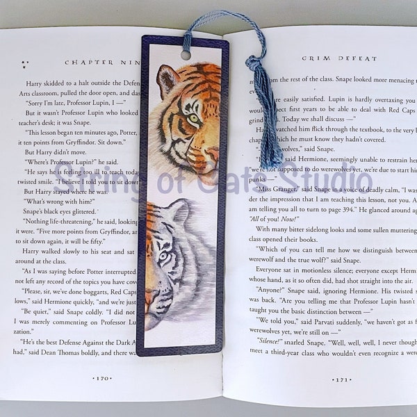 Tiger painting bookmark, art print bookmark, endangered animal art, fine art bookmark, paper bookmark, gift for reader