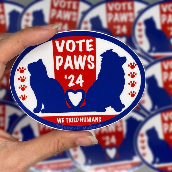 Vote 2024 sticker, cats and dogs bumper sticker, I voted sticker, vote hydro flask decal, waterproof vote decal, 2024 election sticker