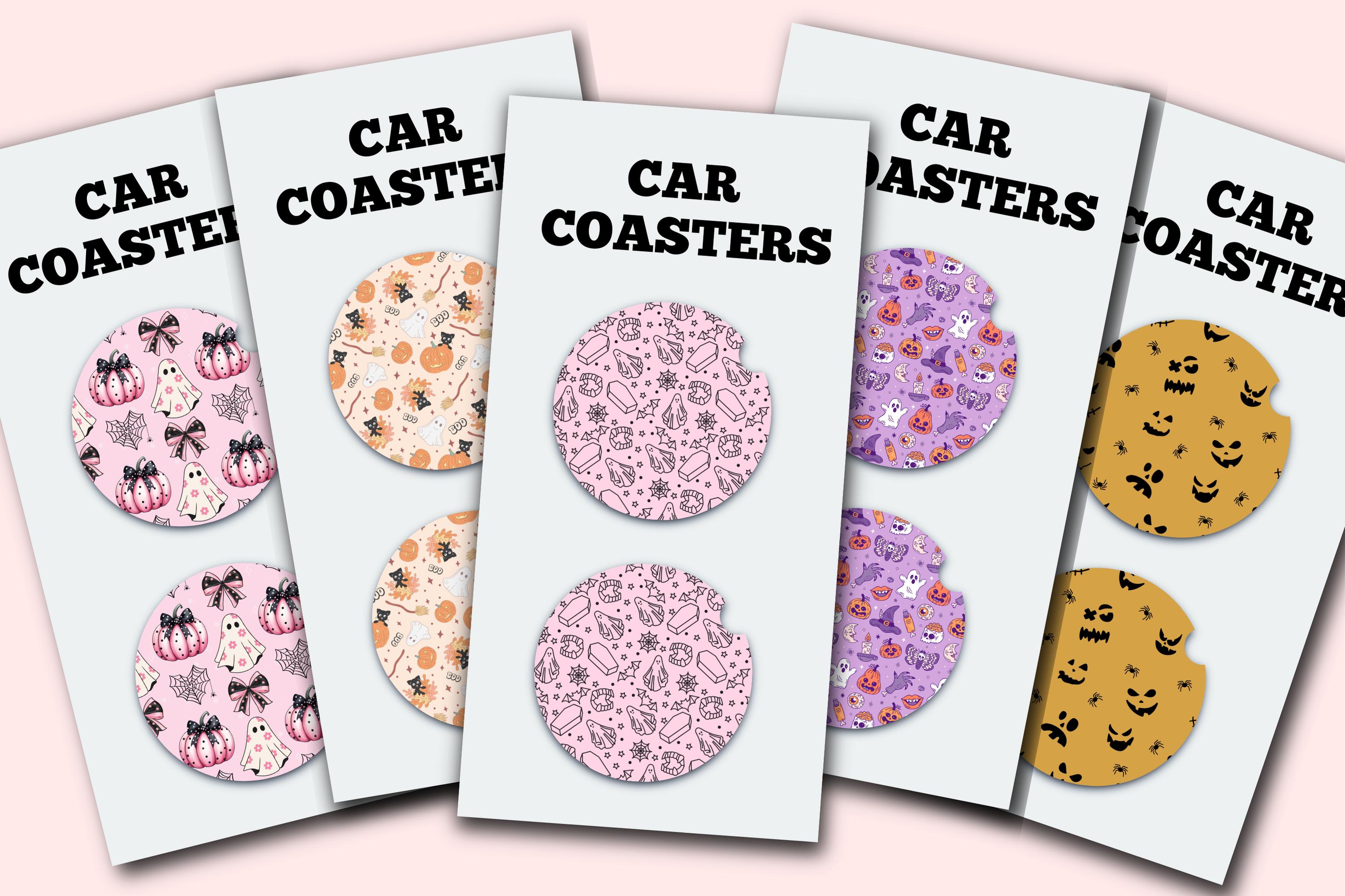 Halloween Cute Car Coasters, Set of 2, Cute Aesthetic Car Coasters, New Car Gift, Gifts for Her