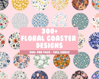 300+ Floral Car Coasters PNG Bundle, Sublimation Files, Neoprene Car Coasters, Stone Coasters, Car Accessories, Digital Instant Download