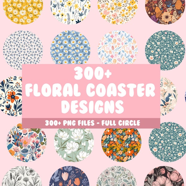 300+ Floral Car Coasters PNG Bundle, Sublimation Files, Neoprene Car Coasters, Stone Coasters, Car Accessories, Digital Instant Download