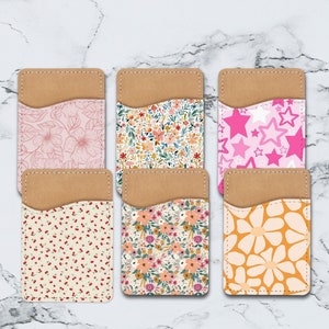Lindos diseños retro y florales para billetera de teléfono, titular de tarjeta de teléfono, billetera adhesiva para teléfono, titular de tarjeta de crédito, titular de tarjeta de teléfono adhesivo