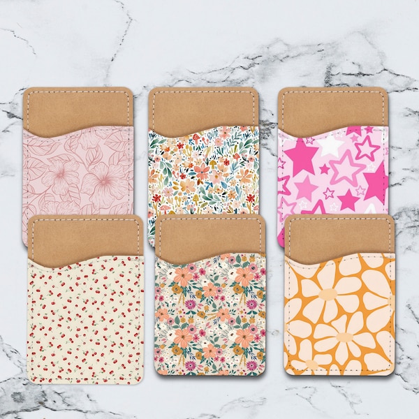 Cute Retro and Floral Designs for Phone Wallet, Phone Card Holder, Phone Stick On Wallet, Credit Card Holder, Adhesive Phone Card Holder