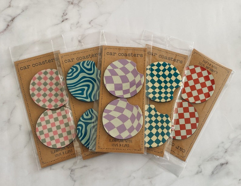 Retro Cute Car Coasters, Set of 2, Cute Aesthetic Car Coasters, New Car ...