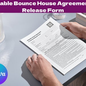 Inflatable Bounce House Agreement and Waiver Contract Canva Template 9 pages