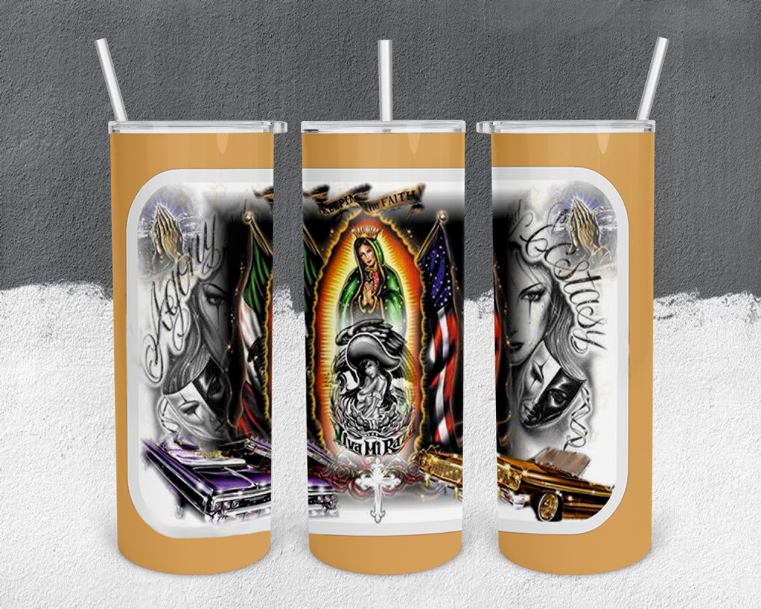 Chicano Art Old School 20oz Skinny Tumbler Template Wrap Etsy