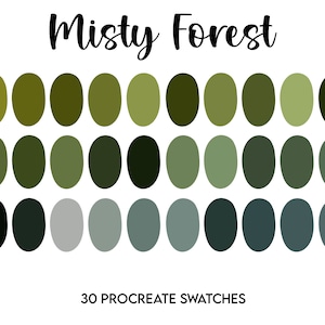Misty Forest Procreate Palette // Swatches // color palette // ipad colours // green swatch