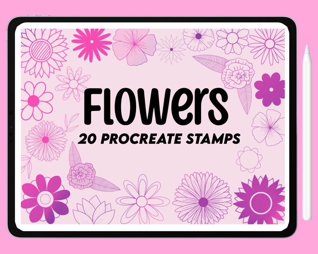 Flower Procreate Stamp Brushes // 20 Stamps for Procreate // Doodle ...