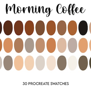 Morning Coffee Procreate Palette // Swatches // color palette // ipad colours // muted // brown // caramel