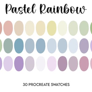 Pastel Rainbow Procreate Palette // Swatches // palette de couleurs pastel en sourdine // couleurs ipad // rose // vert // violet // jaune