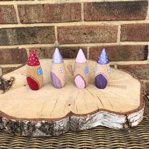 Fairy House pegdoll - Painted Miniature Fairy house - wooden cone shaped