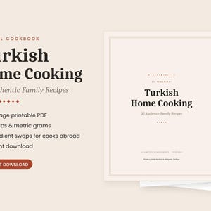 Turkish Home Cooking eBook, 30 Authentic Family Recipes (PDF Download)