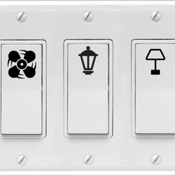 Light Switch Decal (5 pack) - fan, light, porch light, floor lamp, and hanging lamp