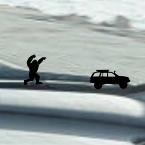 Bigfoot mit Fahrzeug Aufkleber - Windschutzscheibe Osterei für Jeep Grand Cherokee