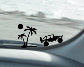 Beach with Vehicle decal - windshield Easter egg for Jeep Wrangler