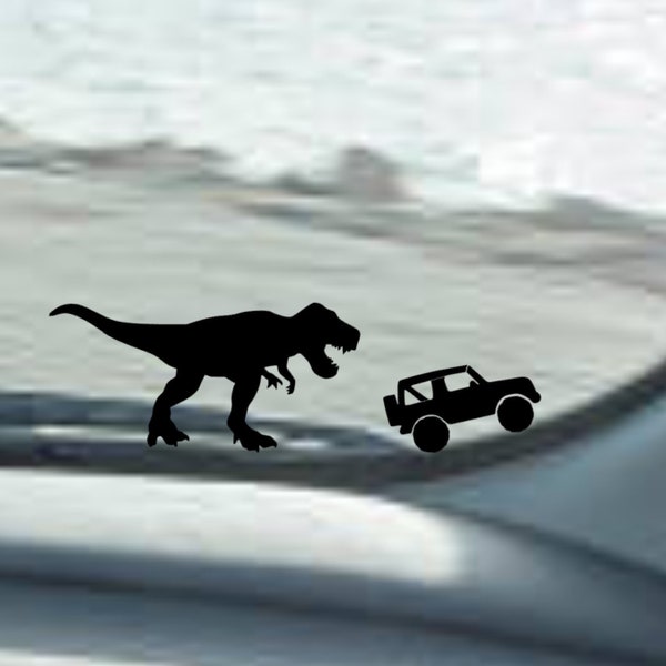 T-Rex with Vehicle decal - windshield Easter egg for Jeep Wrangler