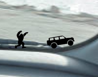 Bigfoot (Sasquatch) with 4 Door Vehicle decal - windshield Easter egg for Ford Bronco
