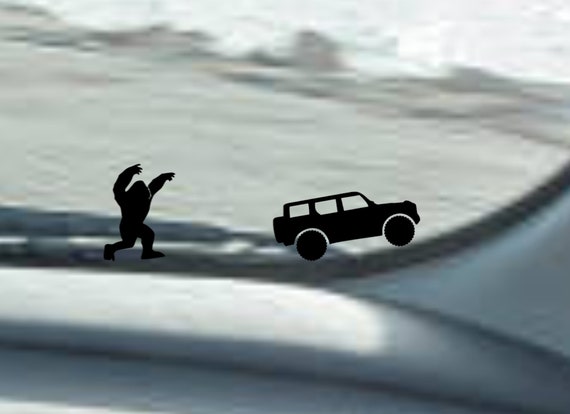Bigfoot (Sasquatch) with 4 Door Vehicle decal - windshield Easter egg for Ford Bronco