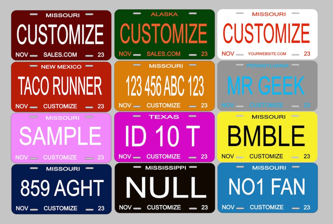 Custom License Plate Personalized Plate Custom Car Tags 6 X 12 Inch